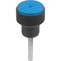 Kipp Torque Knurled Knob Size:2 D=M06X50, Thermoplastic Black Ral7021, Comp:Steel, Cap:Blue Ral5017 K0277.2063X50